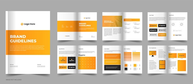 Vektor vorlage für markenrichtlinien und broschürenlayout für markenidentitätsrichtlinien