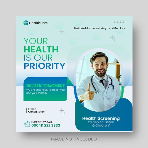 Vorlage für medizinische Social-Media- und Web-Banner-Posts im Gesundheitswesen