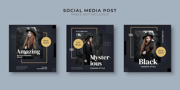 Vorlage für mysteriöse Social-Media-Beiträge im Modestil