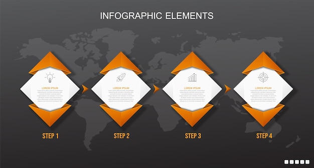 Vorlage für orangefarbene und schwarze Infografik-Elemente.