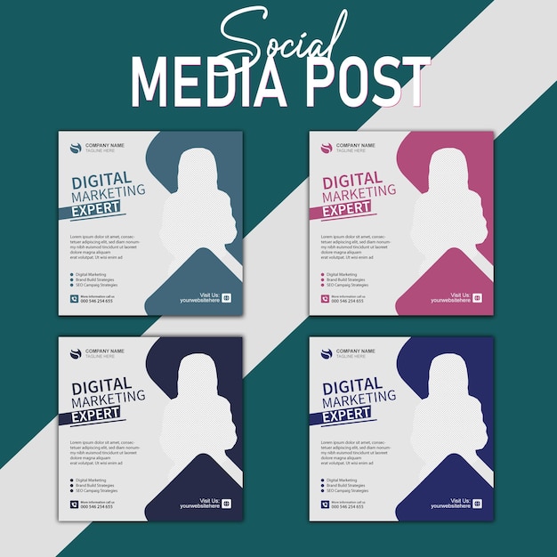 Vektor vorlage für posts für digitale marketingagenturen und corporate social media