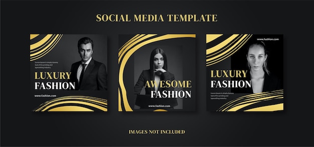 Vektor vorlage für social-media-feed-posts für luxusgoldmode fashion