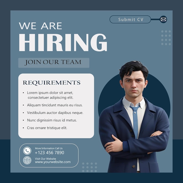 Vorlage für Social-Media-Poster für die Einstellung von Vektorjobs