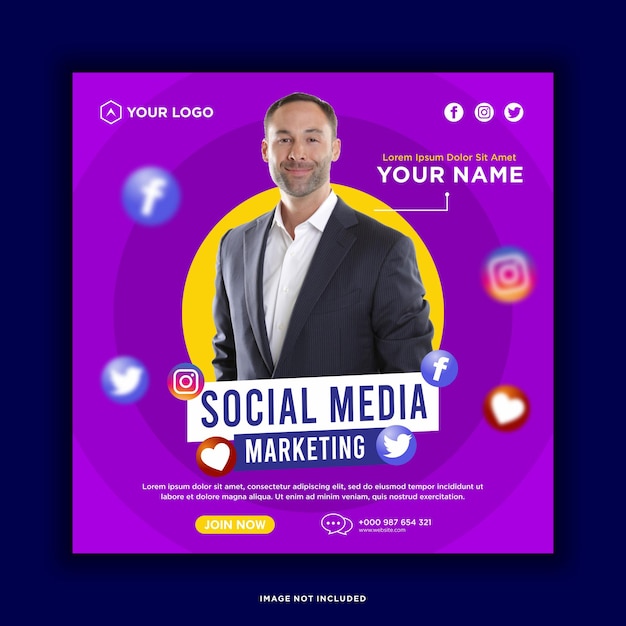 Vorlage für Social-Media-Posts für digitales Geschäftsmarketing Premium-Vektor