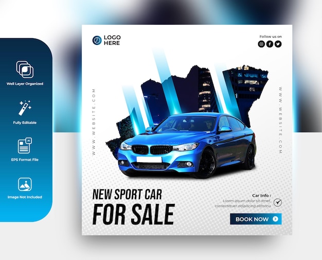 Vorlage für Social-Media-Werbeaktion für Autoverkauf und Mietplakat