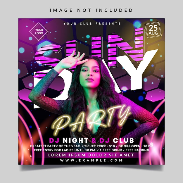Vorlage für Sonntagsparty-Flyer mit abstraktem Hintergrund
