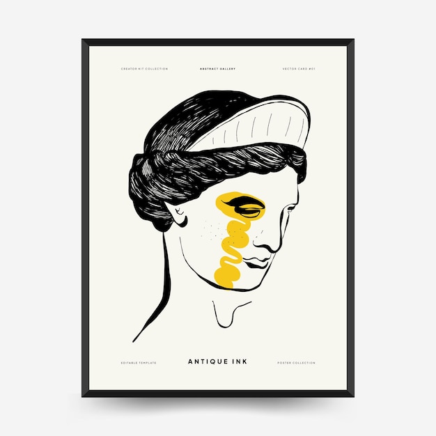 Vorlage für vertikale Poster mit antiken Statuen. Moderne Karte, Wandkunst.