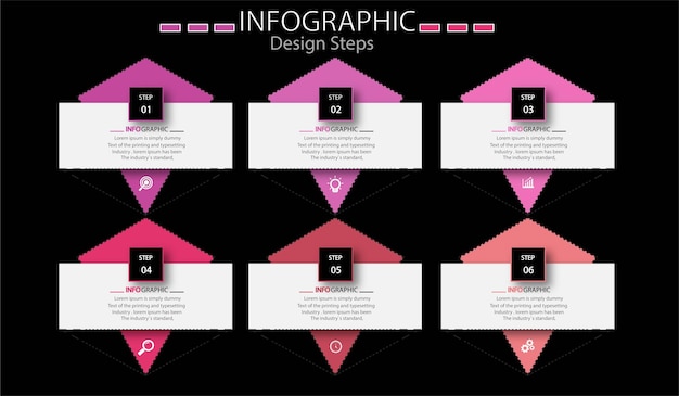 Vorlage infografik element design mit 6 schritten