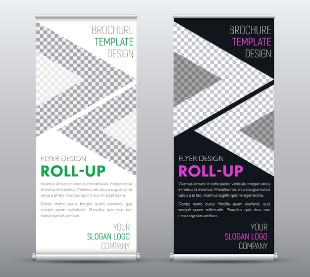 Vorlage ist ein universelles business-rollup-banner mit dreiecken.