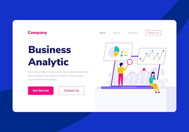 Vorlage landing page people business analytic flache illustration