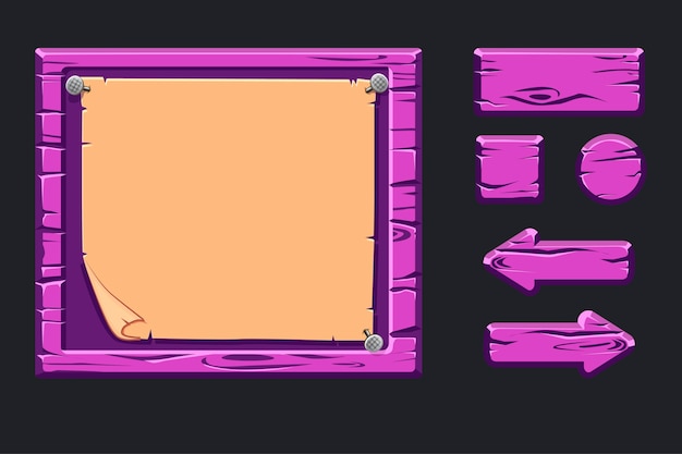 Vorlage violettes holzmenü der grafischen benutzeroberfläche