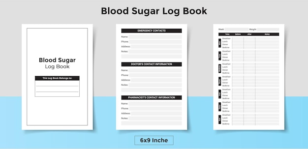 Vektor vorlagen für blutzucker-tagebücher