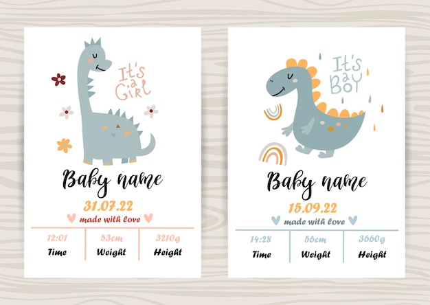 Vorlagen für Einladungen zur Babyparty mit niedlichen Dinosauriern