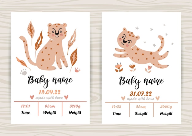 Vorlagen für Einladungen zur Babyparty mit niedlichen Geparden