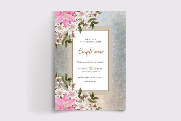 Vorlagen für Hochzeitseinladungskarten mit Blumenmuster