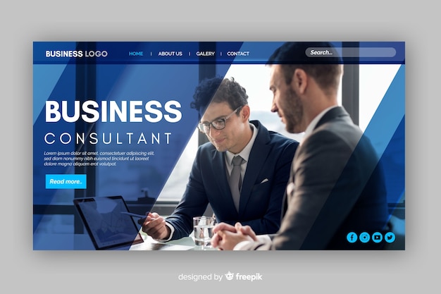 Vorlagengeschäfts-Landingpage mit Foto