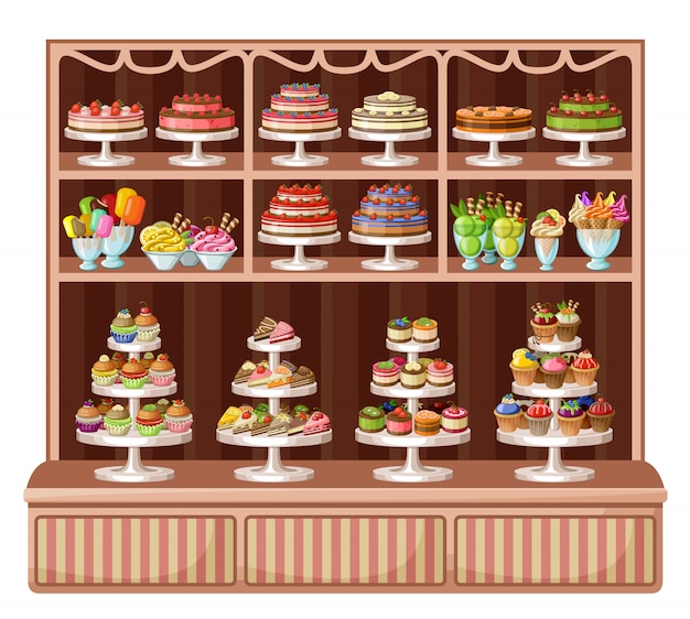 Vektor vorrat an süßigkeiten und bäckerei. vektorillustration