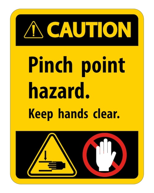 Vorsicht Pinch Point HazardKeep Hands Clear Symbol Zeichen Isoliert auf weißem Hintergrund Vektor-Illustration