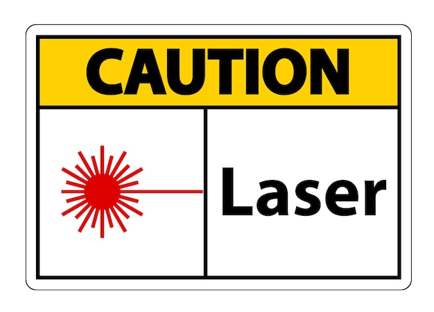 Vorsichtszeichen Laserzeichen Zeichenzeichen Isoliert auf durchsichtigem Hintergrund Vektorillustration