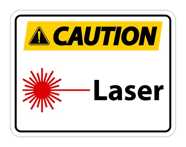 Vorsichtszeichen Laserzeichen Zeichenzeichen Isoliert auf durchsichtigem Hintergrund Vektorillustration