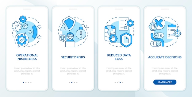 Vorteile der Datenoptimierung Blue Onboarding Mobile App Screen