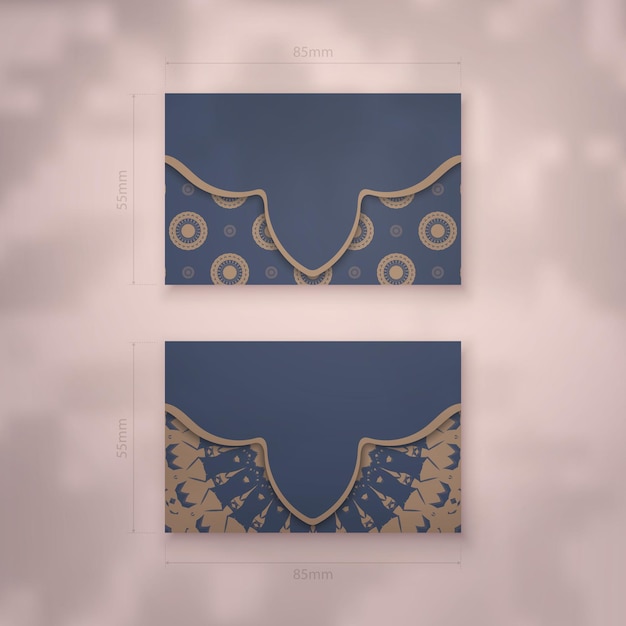 Vorzeigbare visitenkarte in blau mit griechisch-braunen ornamenten für ihre marke.