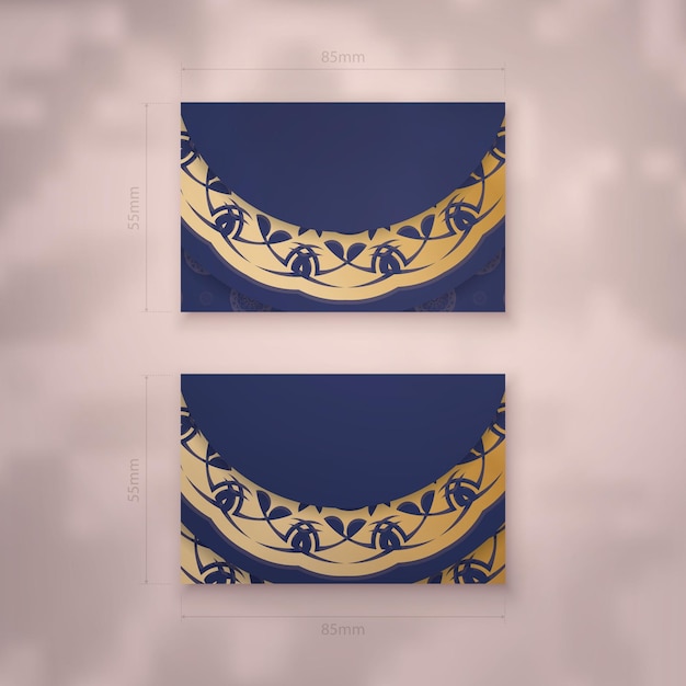 Vorzeigbare visitenkarte in dunkelblau mit griechischem goldmuster für ihre marke.
