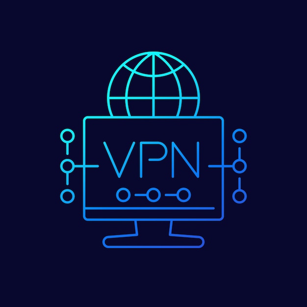 VPN-Liniensymbol für Webvektor