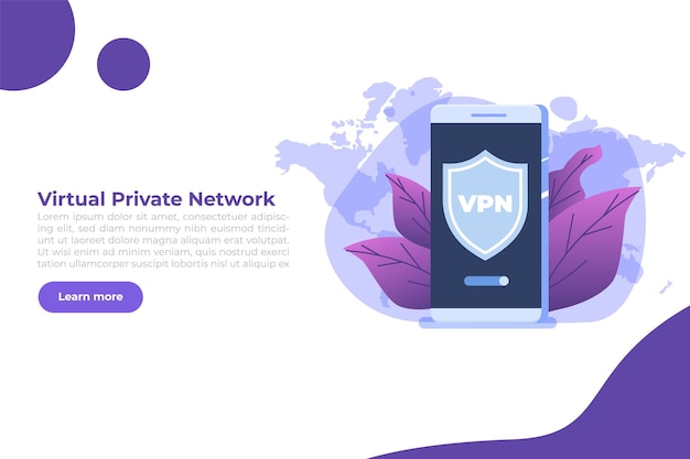 Vpn, virtual private network mobile servicekonzept. schützen sie persönliche daten im smartphone. vektor-illustration