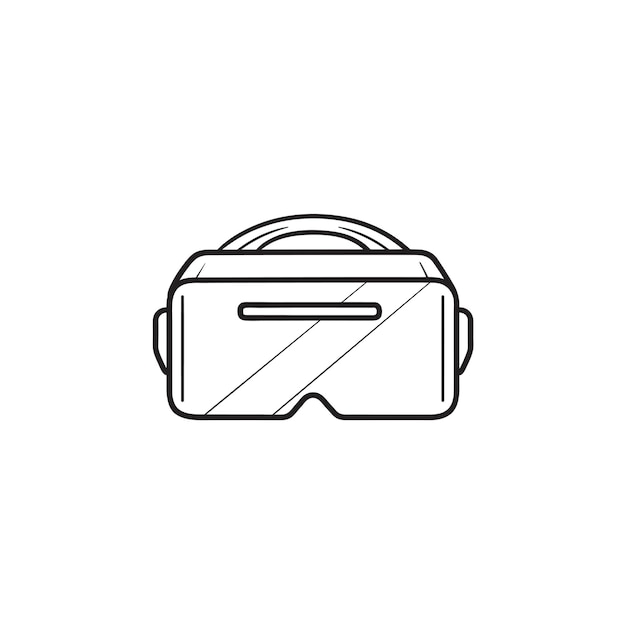 Vektor vr-brille handgezeichnete umriss-doodle-symbol. virtual-reality-brille-headset, vr-technologiekonzept