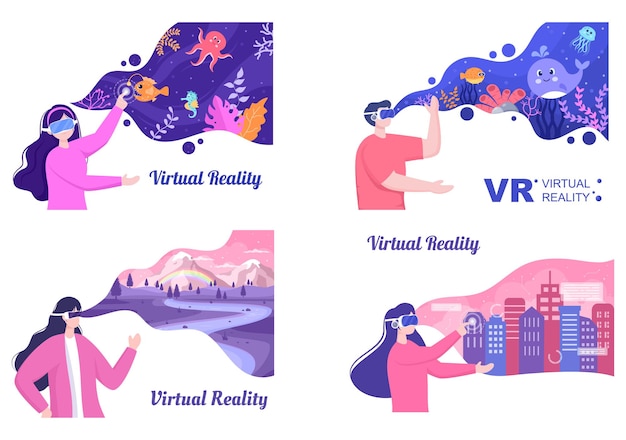 Vr-brille-virtual-reality-vektor-illustration