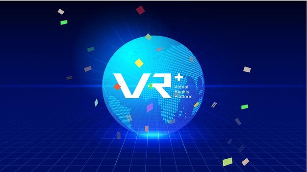 VR VRP digitale Technologie Erde Perspektive Raum tiefblaue Technologieeffekt Vektorelemente