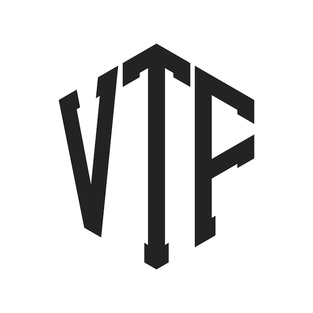 VTF-Logo-Design Anfangsbuchstaben VTF-Monogramm-Logo in sechseckiger Form