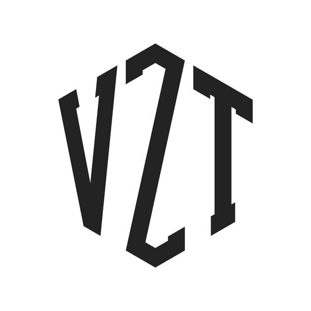 VZT-Logo-Design Anfangsbuchstaben VZT Monogramm-Logo in sechseckiger Form