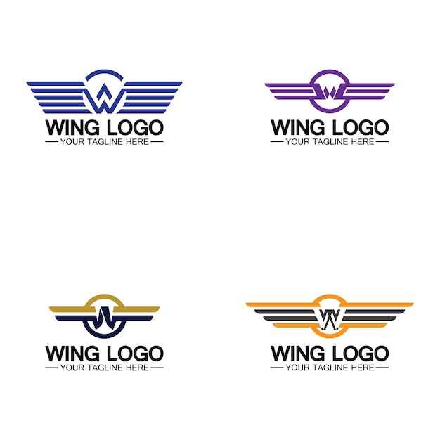 W-buchstabe für flügel-logo-design-kombination aus w-buchstaben und flügeln