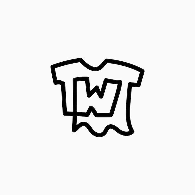 W, buchstabe, kind, t-shirt, t-shirt, bekleidung, kleidung, monogramm, logo, vektor, symbol, illustration