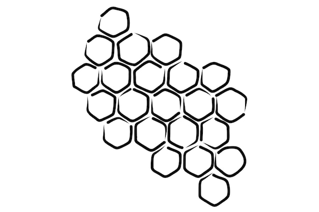 Vektor waben-propolis-doodle-skizze. handgezeichnete honigwabe. zellkammstruktur. natürlich organisch. aktie