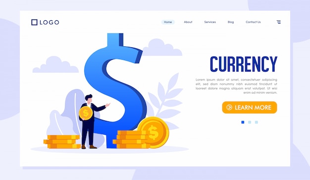 Währung Landing Page Website Vorlage