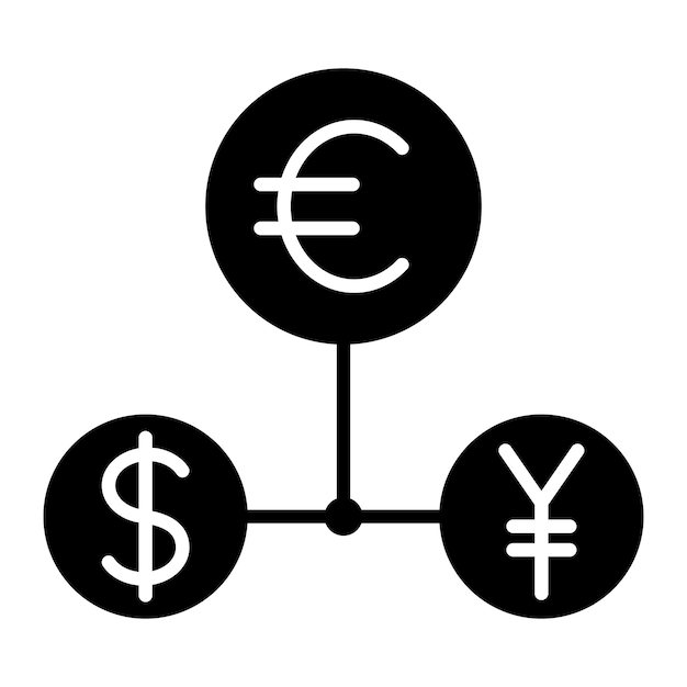 Währungen glyph solid black illustration