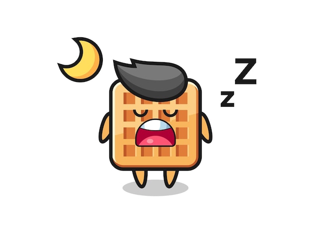 Waffel-charakter-illustration, die nachts schläft, süßes design