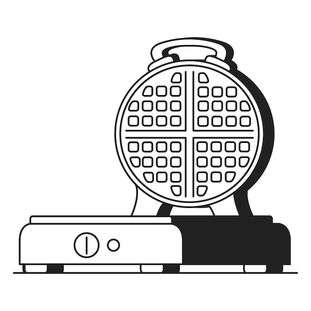 Waffeleisen mit schwarzer silhouette elektrisches waffeleisen