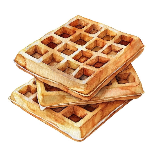 Waffeln-Vektor-Illustration im Aquarell-Stil