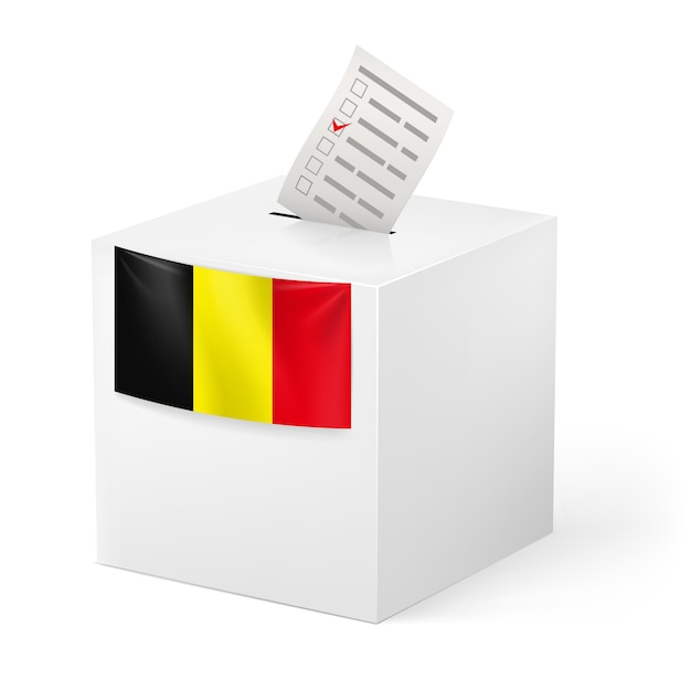 Wahlurne mit stimmpapier. belgien.