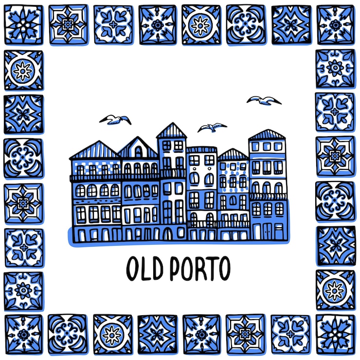 Vektor wahrzeichen von old porto, portugal