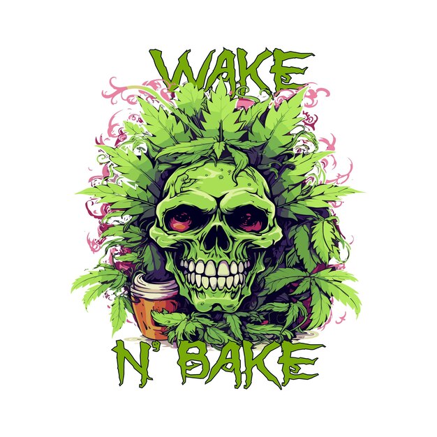 Wake n' bake marihuana gras sublimation perfekt auf t-shirts tassen und mehr