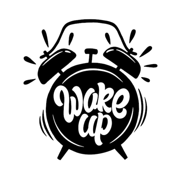 Wake up-schriftzug mit uhr-zitat-plakat vektor-lager-ilustration