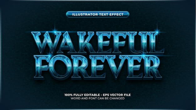 Wakeful forever 3d elegante texteffektvorlage im kristallstil