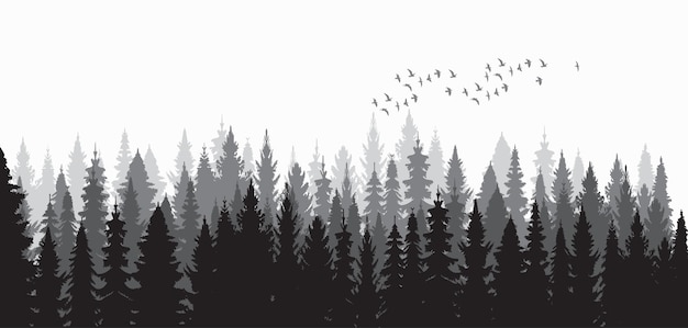 Vektor wald-natur-silhouette-design-vektor