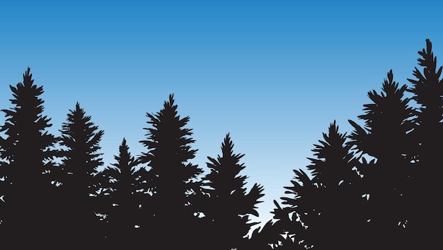 Waldpanorama-Ansicht Vektorillustration der Pinienlandschaft