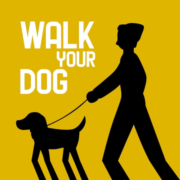 Vektor walk your dog month event menschen, die mit einem hund spazieren gehen